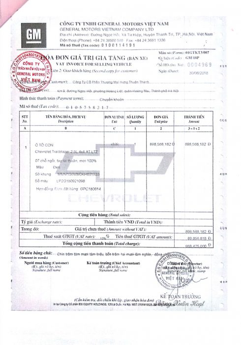 Hoa don nha may xe nhap khau 490x700 - Thủ tục đăng ký, đăng kiểm xe ô tô