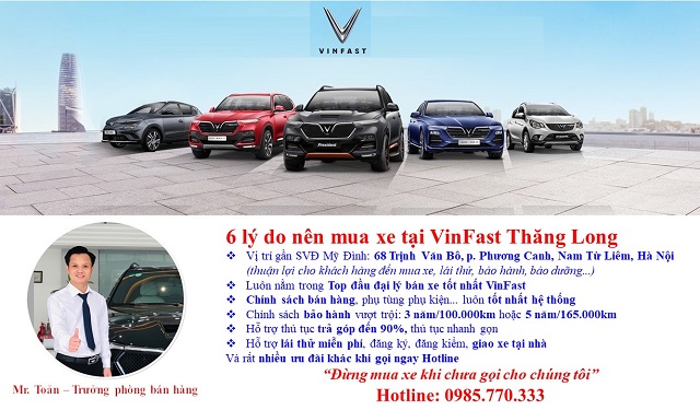 Hotline VinFast Thang Long Cong ty GM Thang Long 68 Trinh Van Bo - VinFast Thăng Long - 68 Trịnh Văn Bô, Nam Từ Liêm, Hà Nội. Hotline 0985.770.333