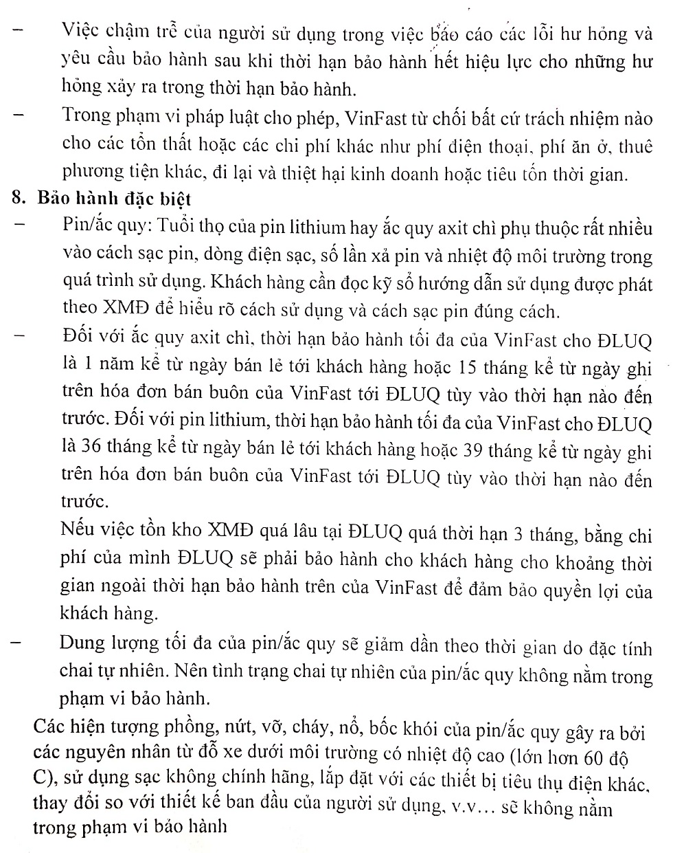 Thoi han bao hanh xe may dien VinFast Klara 4 - Thời hạn bảo hành xe máy điện VinFast Klara là bao lâu ?